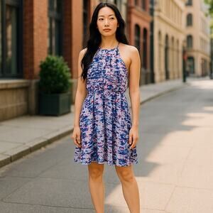 Guess Blouson Dress Blue Pink Sleeveless Women's 4